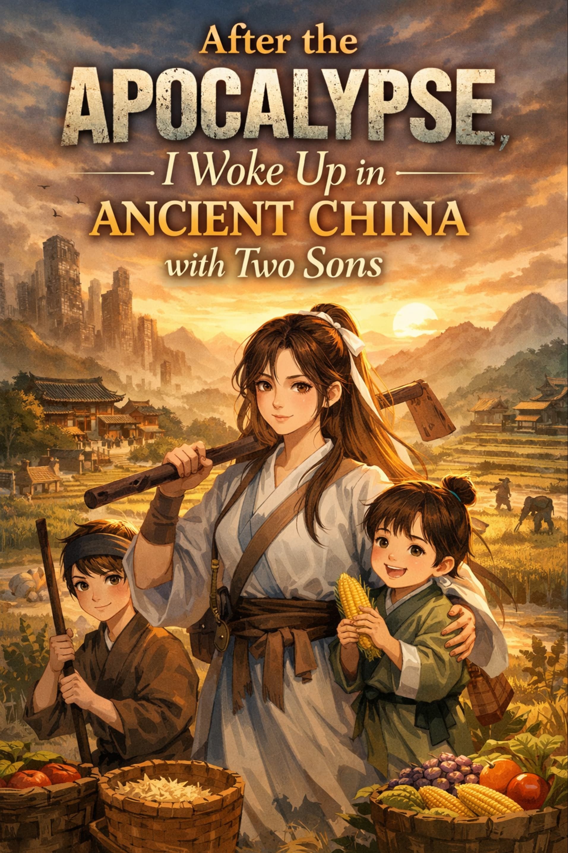 After the Apocalypse, I Woke Up in Ancient China with Two Sons cover